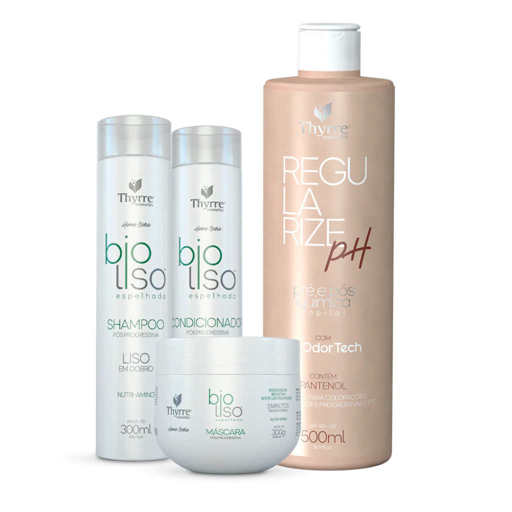 Home care kit (3 steps) + Thyrre pH regulator 500ml. Personalized post-straightening kit.