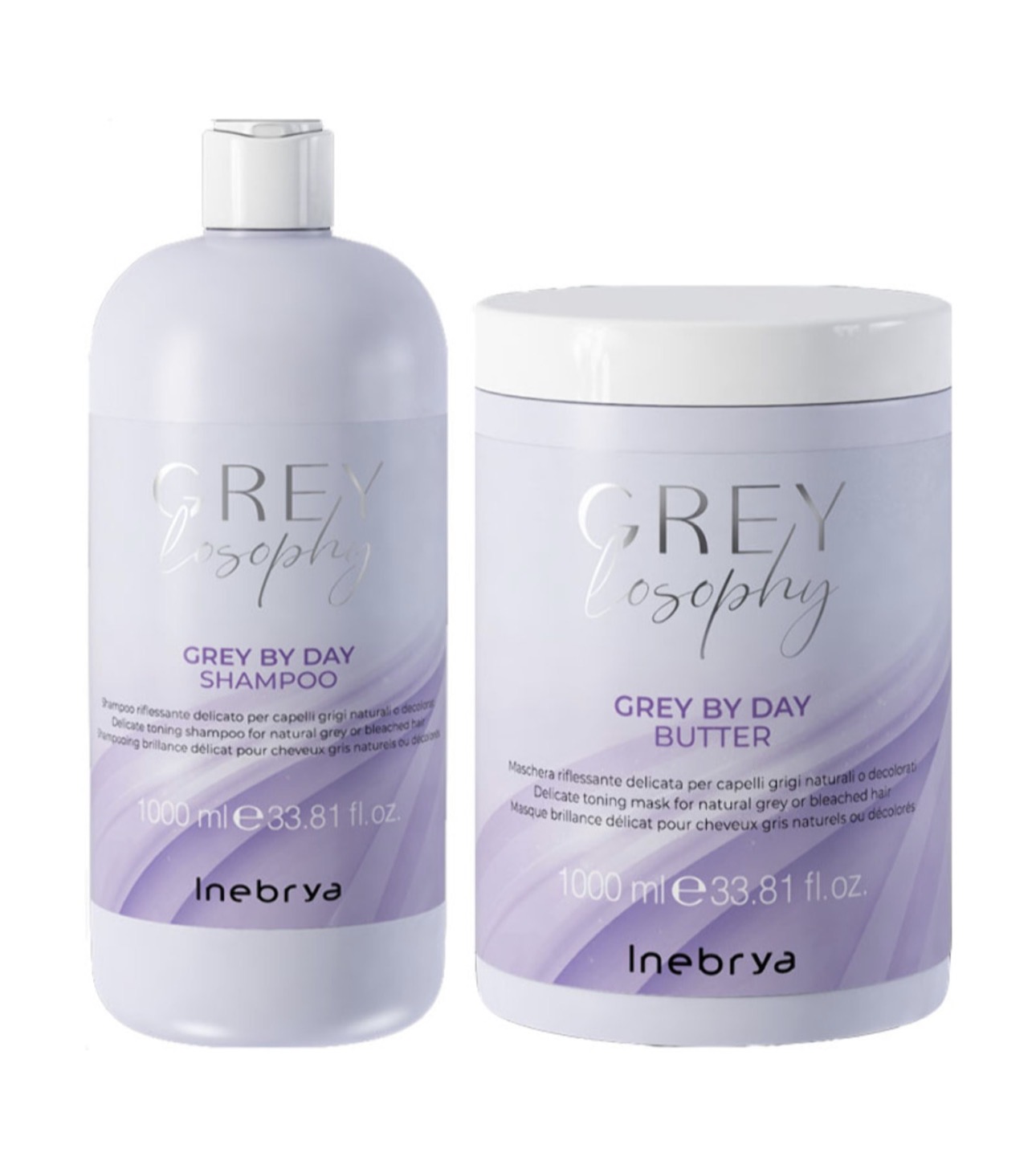 INEBRYA Greylosophy Grey By Day Kit – Shampoo 1000ml & Mask 1000ml