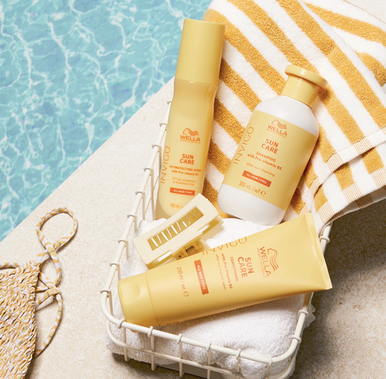 Wella Professionals Invigo Sun Care Kit – Shampoo 300ml, Conditioner 200ml & UV Protection Spray 150ml