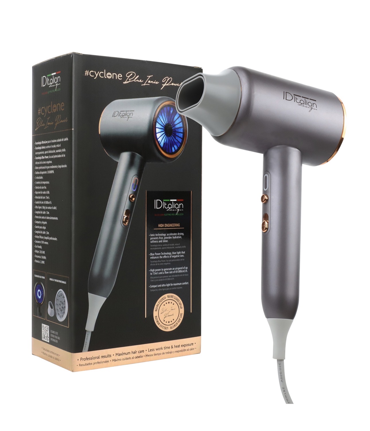 Cyclone Blue Ionic Power Hair Dryer – Ultra-Fast & Hair-Care Technology